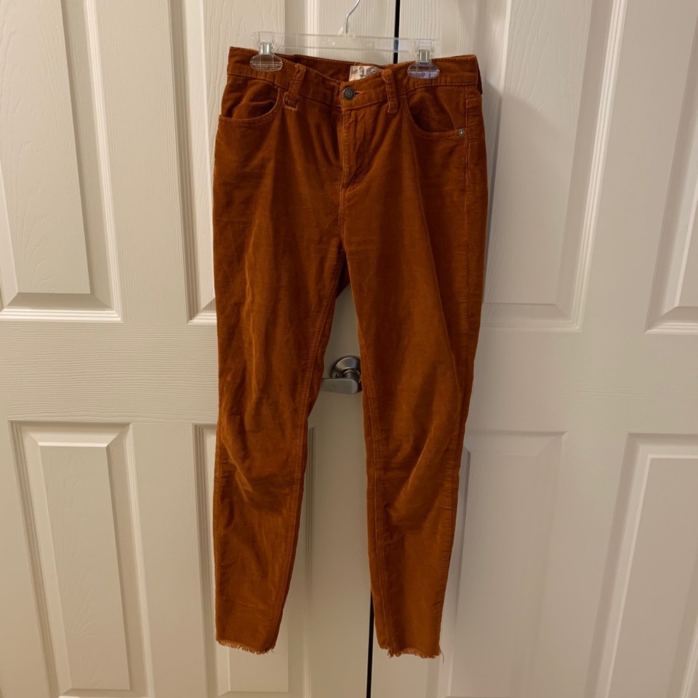 Free People Burnt Orange Corduroy Skinny Jeans